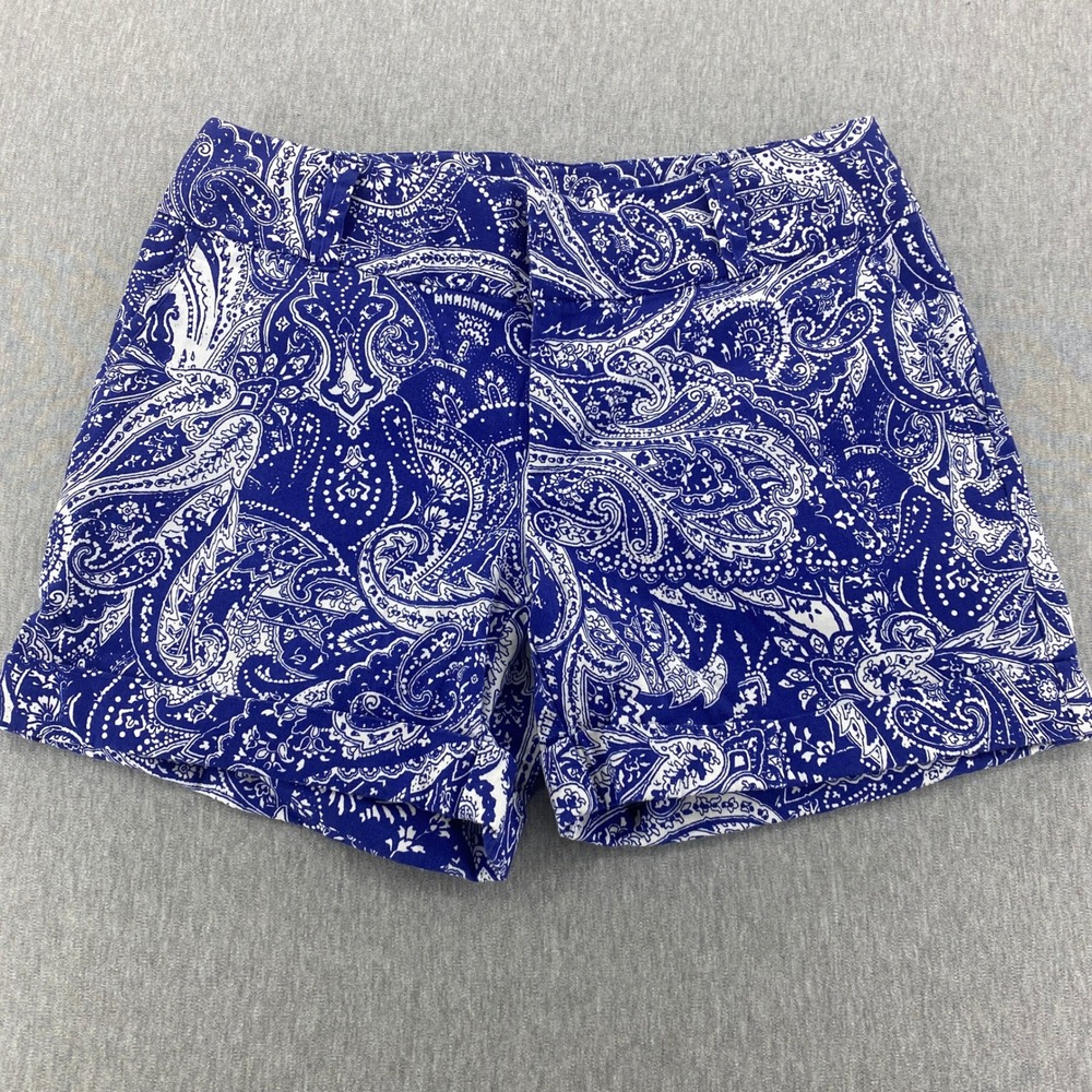 INC International Concepts Womens 6 Blue Paisley Cotton Cuffed Shorts Boho Beach